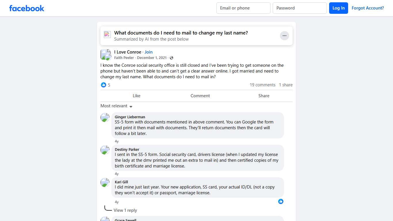 I Love Conroe I know the Conroe social security office is still closed and I’ve been trying to get someone on the phone but haven’t been able to and can’t get... Facebook